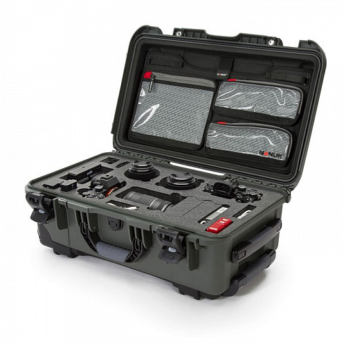 NANUK - Odolný kufr 935 pro 2 fotoaparáty s organizérem do víka - zelený